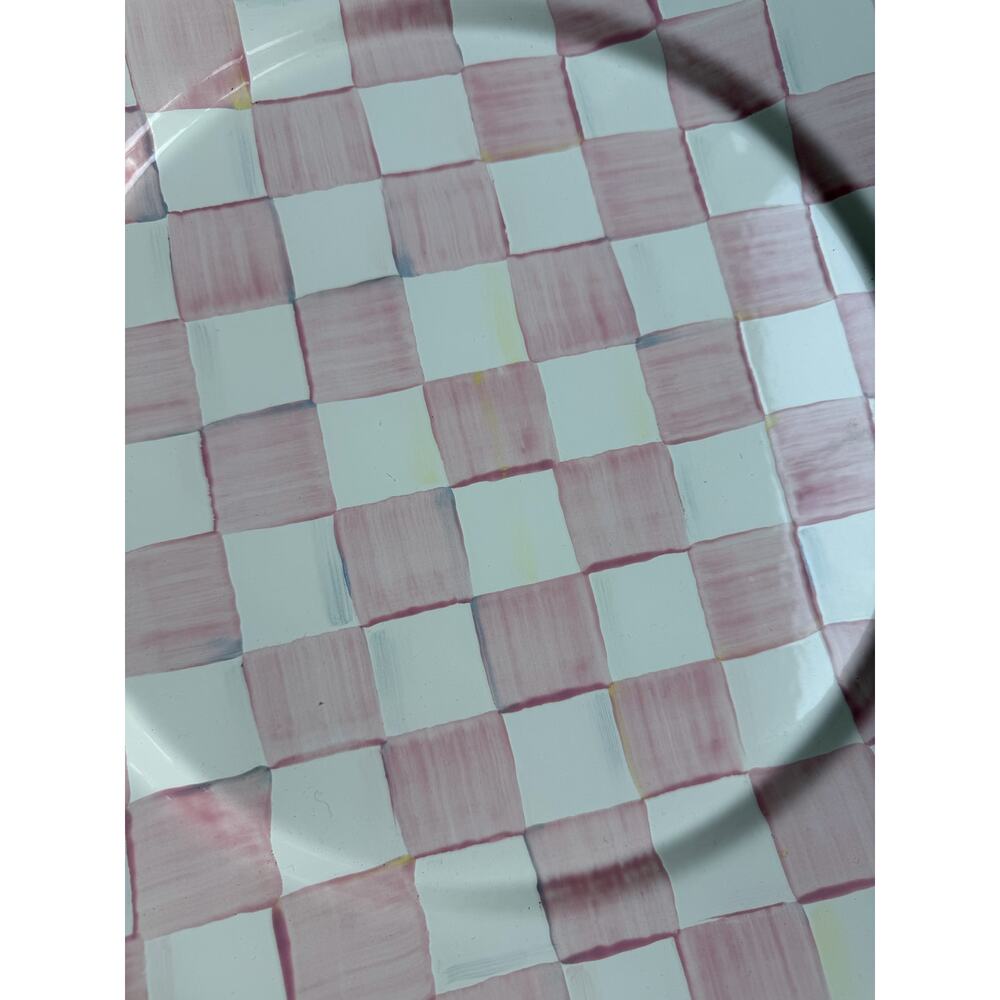 MacKenzie-Childs Rosy Check Enamel Serving Platter New - Picture 3 of 9
